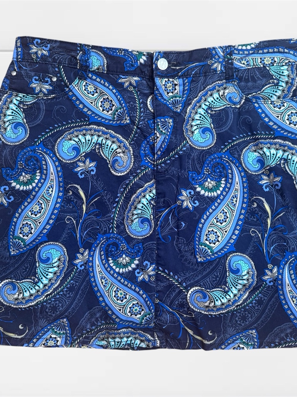 Croft & Barrow Classic Fit Paisley Stretch Skort Size 16 Navy Pockets - Picture 1 of 5